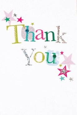 Delight radiates from this thank you card, its colours and textures reminiscent of a festive day in New Addington. The phrase 'Thank You' is presented in lively, patchwork letters-bold green, vivid pink, and soft blue, each featuring its own subtle pattern, whether a hint of silver glitter or a stitched-like border recalling the work showcased at the Central Parade's local craft fairs. Scattered across the card are stars in hues of magenta, teal, and golden yellow, giving the impression of confetti tossed in celebration, much like the joyful scenes at Addington Park during community events. The design holds a subtly raised texture, catching and reflecting the light with every angle. All of this vivid artistry stands out against a flawless white backdrop, making every element vibrate with cheerful sincerity. Imagine pairing this card with a radiant bouquet for someone in CR0 or along King Henry's Drive-its thoughtful message perfectly capturing the joy of thanking someone who's made a difference, just as a local florist would wish to deliver.