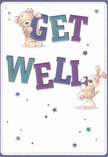 Brimming with hope and positivity, this New Addington get well card springs to life through two adorable characters-a teddy bear and a playful puppy-holding up the bold, colourful 'Get Well' message together. The rich harmony of indigo and teal text stands bright against a soothing cream background, reminiscent of sunlight filtering through a local park's early morning haze. Cascading stars in pale blue and deep purple illuminate the illustration, adding a playful magic that uplifts the entire card. Each animal's meticulously drawn fur appears invitingly soft, echoing the gentle care put into every fresh bouquet delivered throughout New Addington. The card's cheerful design and tactile allure combine to create not just a greeting, but a heartfelt gesture-perfect for sending genuine comfort to a loved one, much like the thoughtful touch of a neighbour bearing flowers at the doorstep.