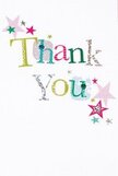Every detail in this thank you card is crafted for cheer, evoking a gentle warmth reminiscent of community gatherings in New Addington. The playful 'Thank You' lettering is a celebration in itself, with each letter bursting in shades of silver, sunlit yellow, lush green, and sky blue-some patterned with dots, others traced delicately as though hand-stitched after school at Wolsey Infant's. Stars in pink, teal, and silver drift lightly around, mimicking the excitement of fireworks seen from Fairchildes Avenue or the sparkle of market day treats. A pristine white background brings calm clarity to the design, ensuring each colour and glimmer stands out, as if reaching out with a tangible feeling of appreciation. This lighthearted, sincere card would perfectly accompany a fresh bouquet-its whimsical colour and texture delivering gratitude as radiant as a New Addington sunrise. You can almost sense the joy escaping the page, echoing the area's friendly spirit and heartfelt thanks.